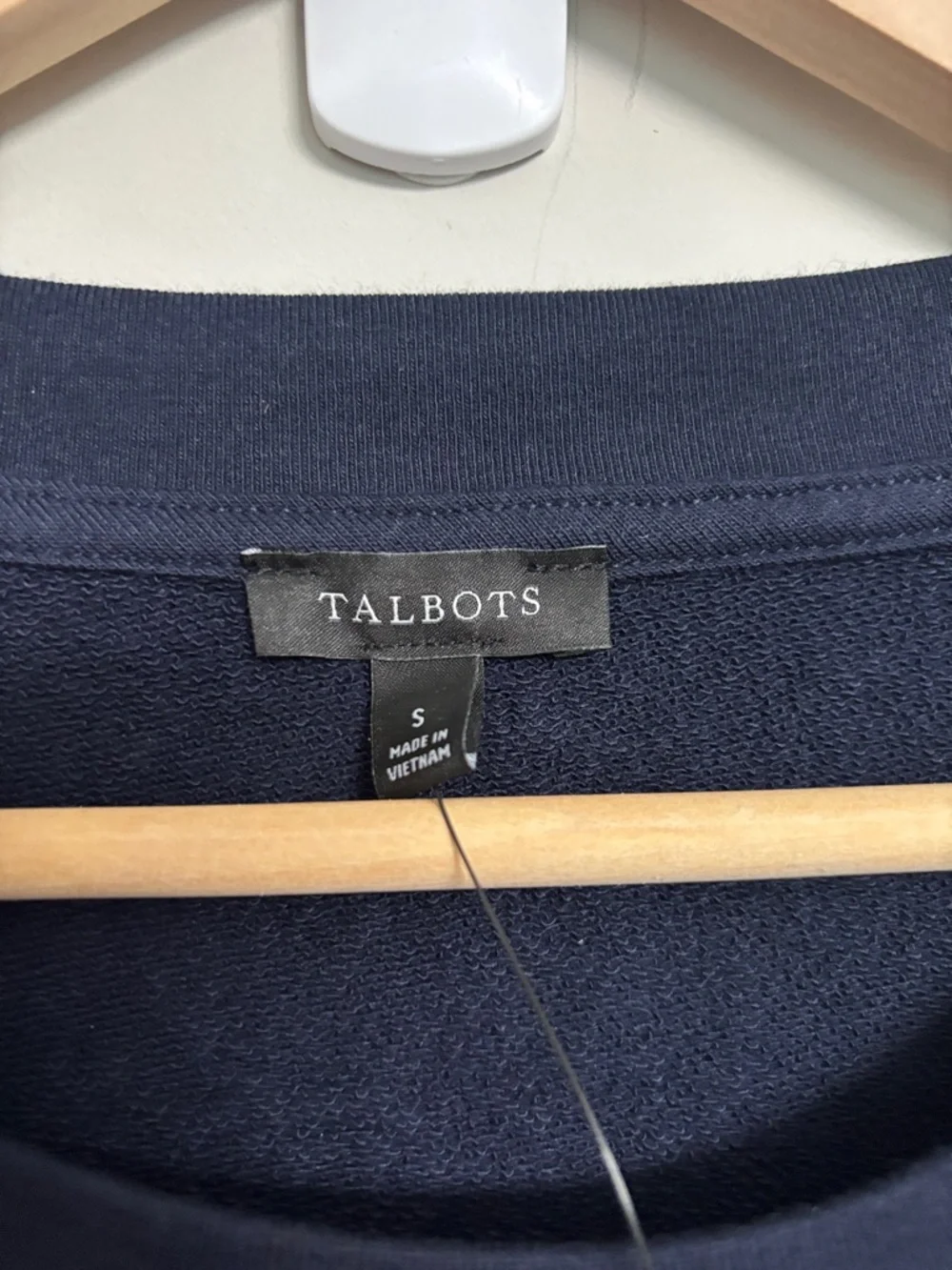 Talbots Navy Crewneck Sweater with Striped Heart Applique S Small NWT Americana - Picture 2 of 6